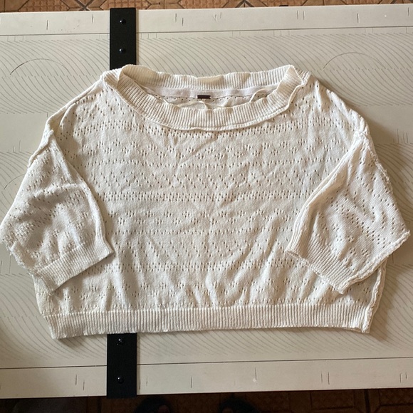 Free People Crème Knit 3/4 Sleeve Oversized Sweater Size XS - Picture 1 of 3